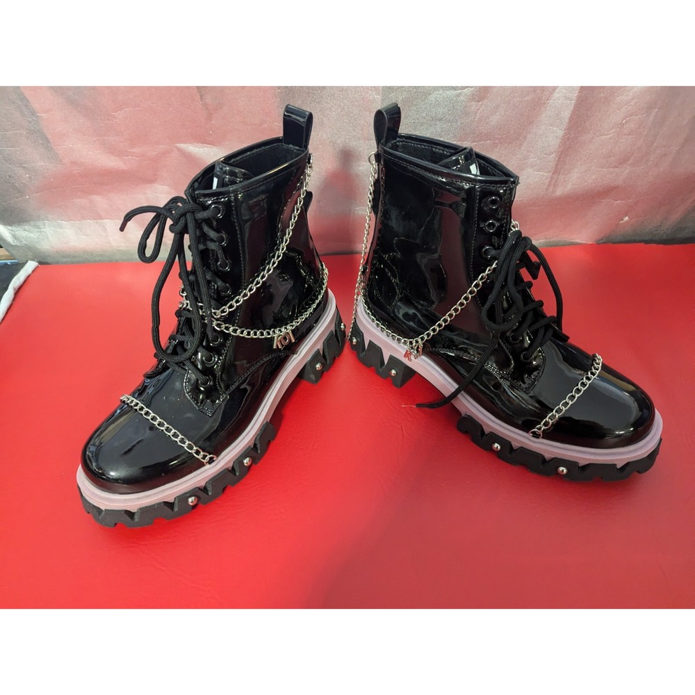 Koi‎ Womens 6 Lavendar black chain patent leather punk rave boots shoes new